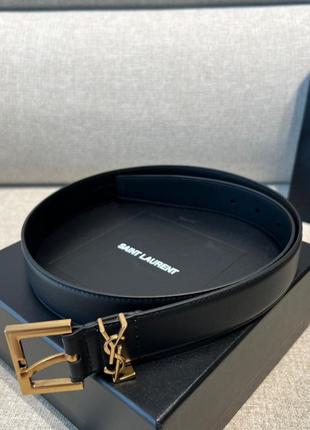 Жіночий чорний ремінь yves saint laurent ів сен лоран ysl ysl шкіра шкіряний ремінь з логотипом поя