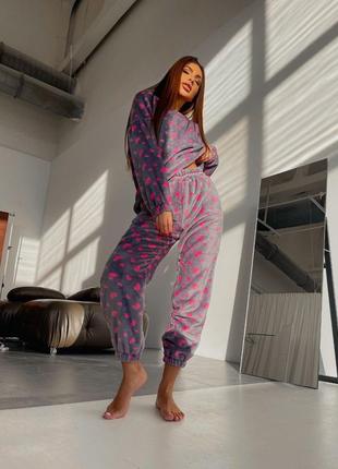 Піжама жіноча тепла махрова домашній костюм3 фото