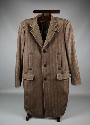 Zara man мужское пальто шерстяное коричневое в ромб размер l xl 522 фото