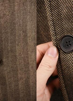 Zara man мужское пальто шерстяное коричневое в ромб размер l xl 526 фото