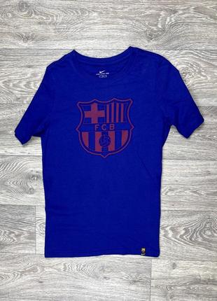 Nike barca футболка 12-13 yrs 147-158 см детская футбольная синяя с лого оригинал