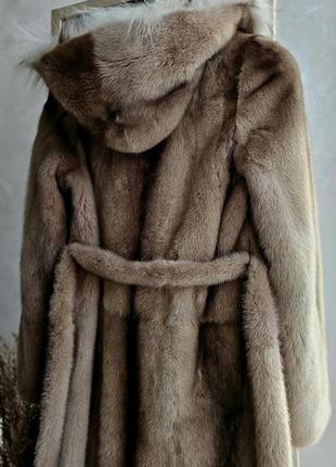 Подарунок для дружини 🛍 шуба норка капюшон-кобра с рыси норковая шуба рысь