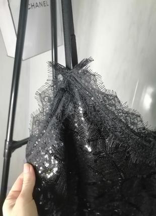 Майка блузка нарядна чорна 🖤 в пайетках пайетки вечернее6 фото