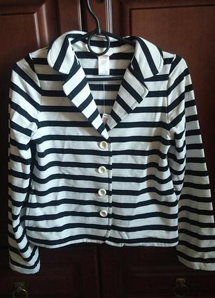 Пиджак в полоску утепленный флисом на девочку 11-13 лет или xs-взрослую