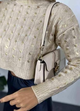Трендовый свитер с напылением блестящий золотистый серебряный2 фото