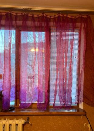 Тюль бордова, фіолетова коротка