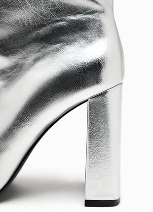 Металізовані срібні чоботи zara new5 фото