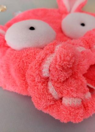 Шапочка-рушник після душу "рожевий витрішкунчик"3 фото