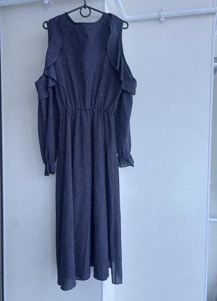 Длинное шифоновое платье с подкладкой