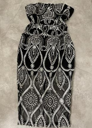 Роскошное платье миди с вышивкой prettylittlething + серьги в подарок5 фото