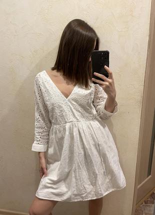 Zara сукня сарафан білий бавовна натуральна