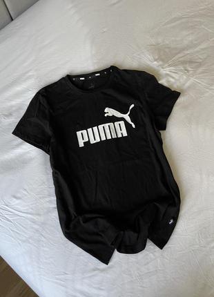 Футболка puma чорна спортивна бавовна