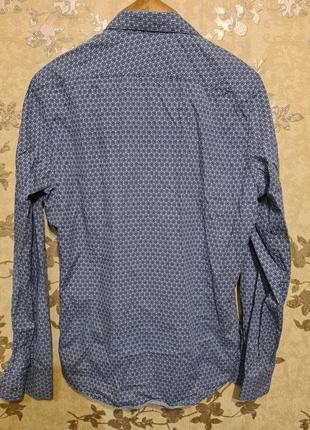 Мужская рубашка с рисунком темно-синего цвета2 фото