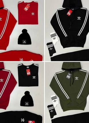 Костюм adidas зима: свитшот брюки 2 пары носка у 🎁3 фото