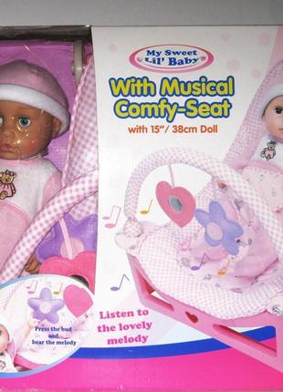 Пупс my sweet baby з музичним кріслом гойдалкою — шезлонгом with musical comfy-seat 38 см