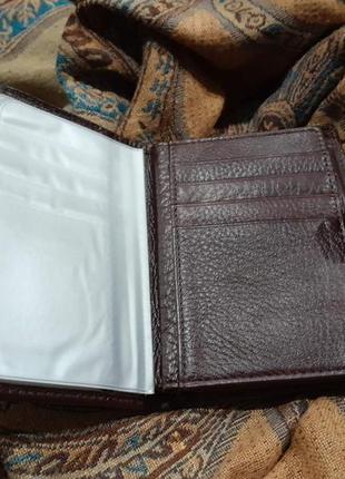 Кожаный кошелек портмоне с отделениями для автодокументов, страховки, паспорта старого образца.3 фото