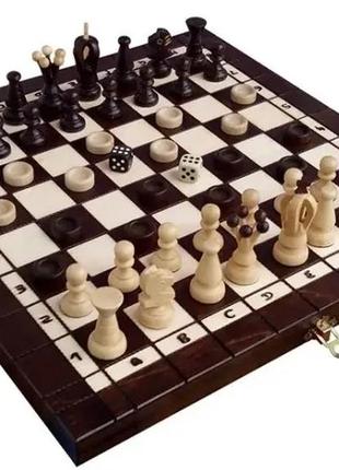 Шахматы шашки нарды 3в1 (2в1) деревянные комплект подарочные из натурального дерева 35 на 35 madon mid (143)