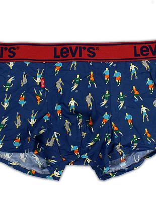 Чоловічі труси levis, приємний гладкий матеріал, колір синій із футболістами, різні розміри