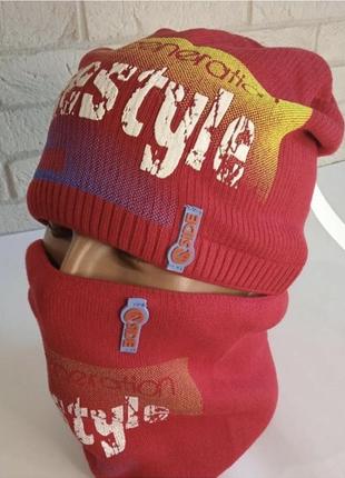 Зимняя шапка и баф на подростка