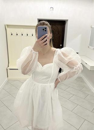 Біла міні-сукня  із органзи  missguided розмір: m  💸4002 фото