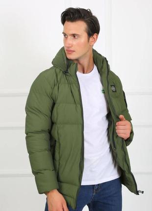Чоловічий теплий зимовий пуховик стон айленд зелений / брендові куртки від stone island