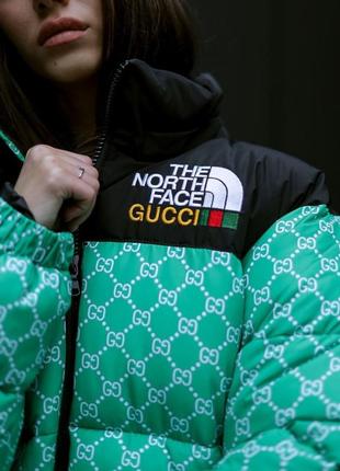 Жіноча куртка пухова the north face gucci lacma | green2 фото