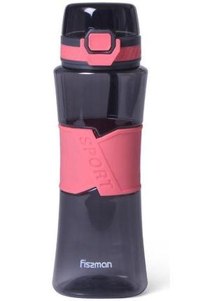 Бутылка спортивная fissman pink 520мл пластиковая, черная с розовым