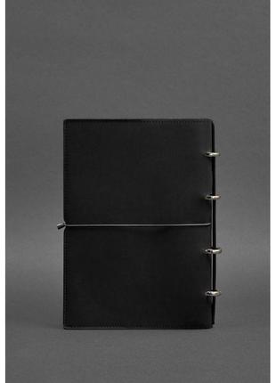 Кожаный блокнот а4 на кольцах (софт-бук) 9.0 в мягкой обложке черный краст5 фото