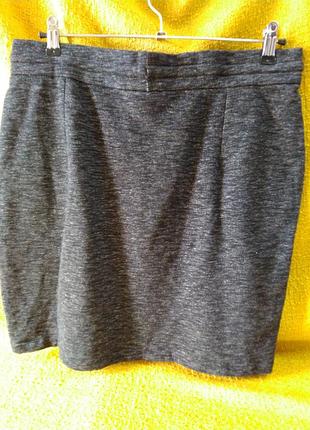Трикотажна жіноча спідниця, колір сіро-чорний меланж, м(40-42) 2