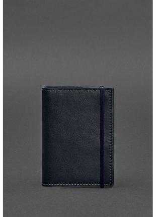 Кожаная обложка для паспорта 1.0 темно-синяя краст