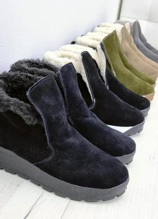 Зимние женские ботинки из натуральной замши черные slip 77-3 36р7 фото