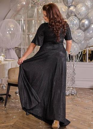 Чорна шикарна вечірня сукня довжини максі батал з 50-56 розмір.3 фото