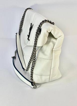 Yves saint laurent жіноча сумка м'яка з ремінцем шкіряна біла2 фото