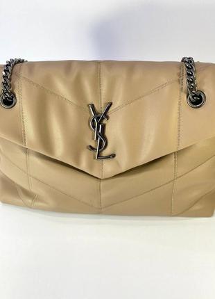 Yves saint laurent женская сумка мягкая с ремешком кожаная мокка1 фото
