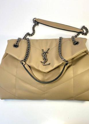 Yves saint laurent женская сумка мягкая с ремешком кожаная мокка3 фото
