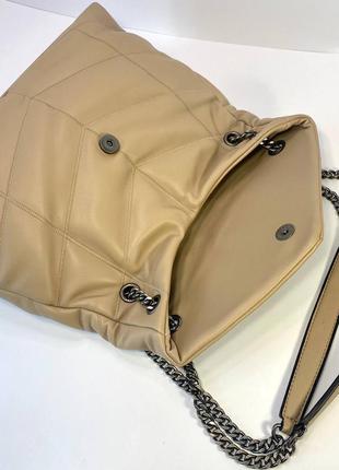 Yves saint laurent женская сумка мягкая с ремешком кожаная мокка4 фото