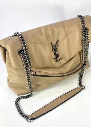 Yves saint laurent женская сумка мягкая с ремешком кожаная мокка8 фото