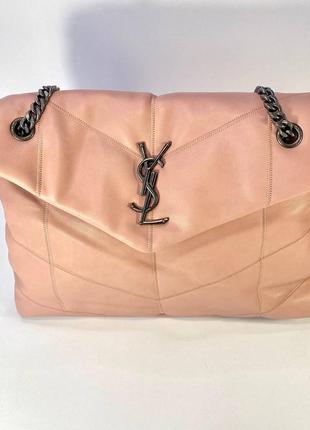 Yves saint laurent жіноча сумка м'яка з ремінцем шкіряна рожева2 фото