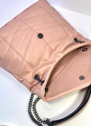 Yves saint laurent жіноча сумка м'яка з ремінцем шкіряна рожева6 фото