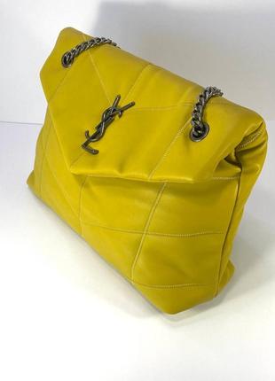 Yves saint laurent жіноча сумка м'яка з ремінцем шкіряна жовта3 фото