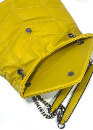 Yves saint laurent жіноча сумка м'яка з ремінцем шкіряна жовта6 фото