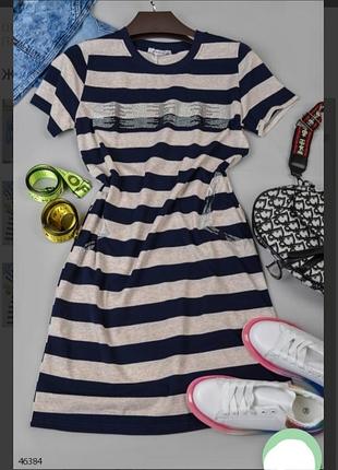 Платье в полоску батал большой размер туника