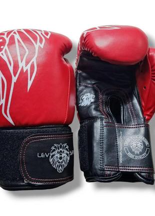 Боксерські рукавички lev sport топ 10 oz шкіра червоно-чорні