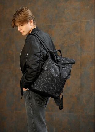 Чоловічий рюкзак ролл sambag rolltop kzn чорний принт