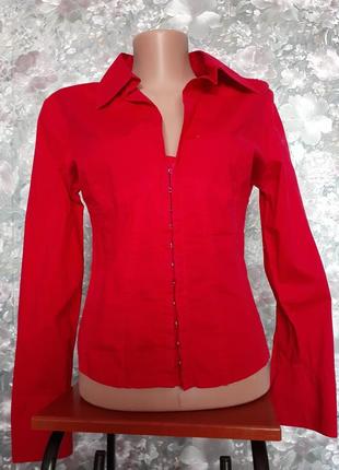 Блуза atmosphere рубашка на крючках красная блузка с рукавом3 фото