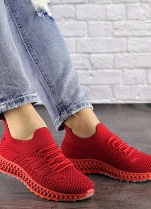 Стильные женские красные кроссовки сетка2 фото