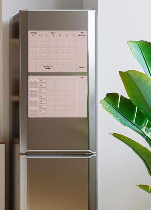 Набор магнитных планеров на холодильник с маркерами, розовый