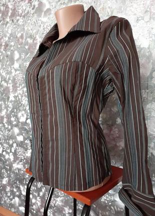Блуза young woman рубашка стрейч корсет на крючках с рукавом полоска блузка1 фото