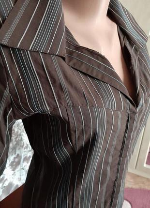 Блуза young woman рубашка стрейч корсет на крючках с рукавом полоска блузка5 фото