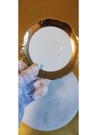 Колекційна біло-золота чашка з блюдцем, німеччина, h.k. bavaria. 24 карата золота